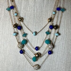 INC 5 Strand Necklace, Blue, Aqua